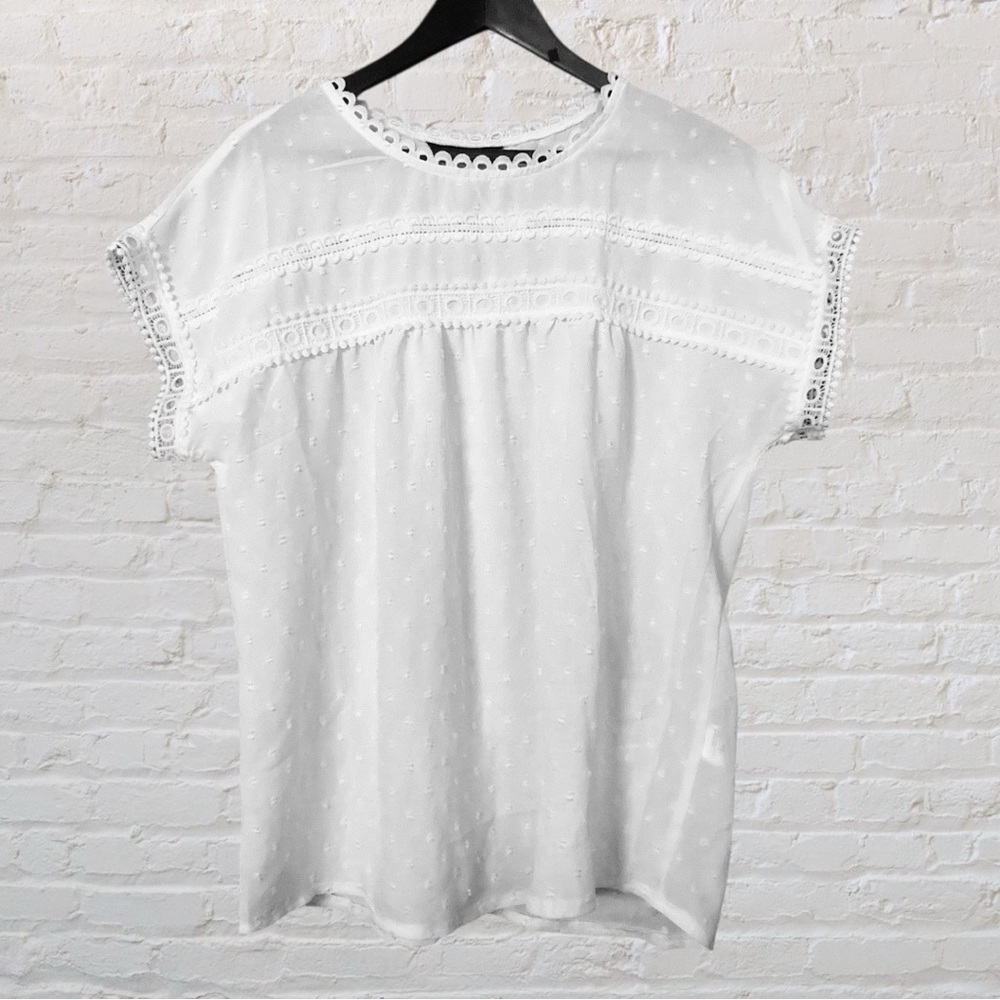 Elegant White Lace Trim Women's Top